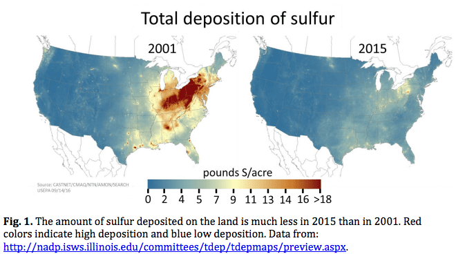 Total deposition of sulfur map